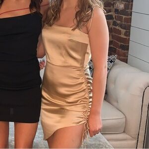 Amanda uprichard taupe silk mini dress